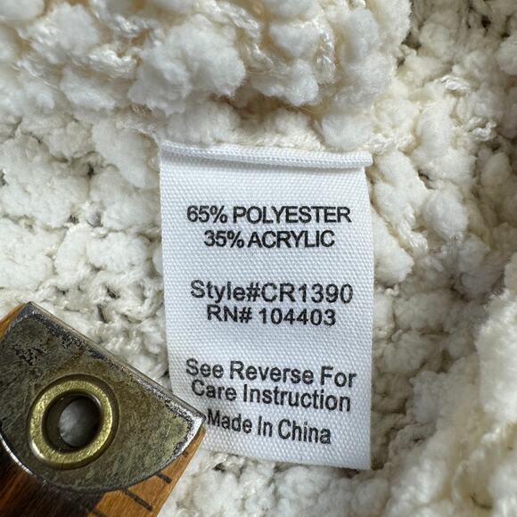 Mine Women’s Boucle Knit Sweater White Medium Minimalist Quiet Luxury Pullover - Picture 7 of 11